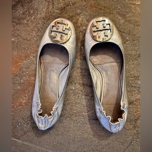 Tory Burch Silver Ballet Flats